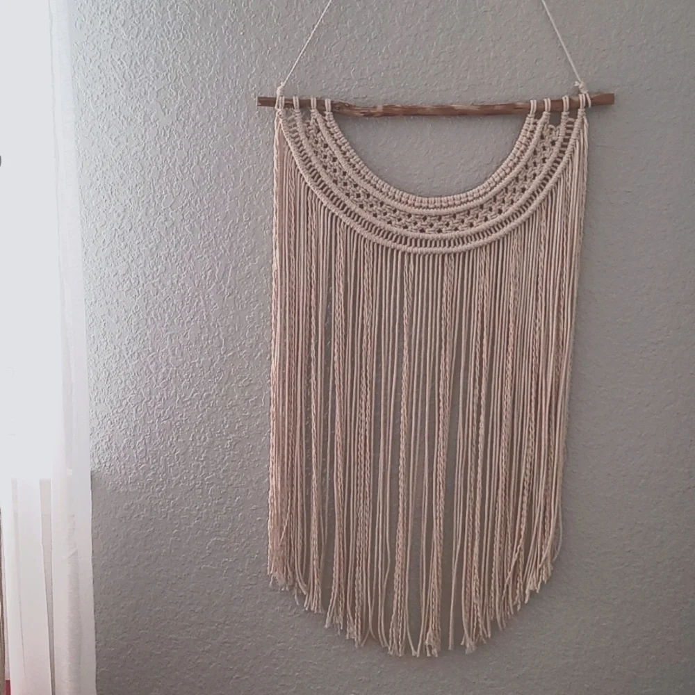 Handcrafted Macrame Wall Hanging Real Oak Natural Boho Catcher and Cord OS